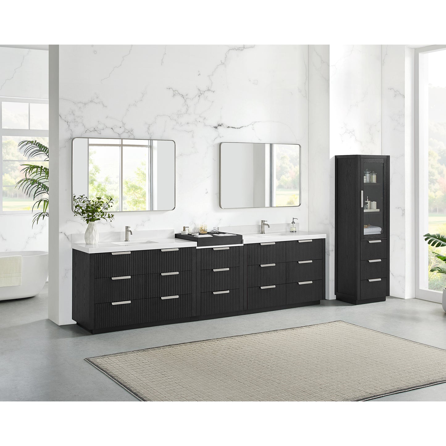 Santarem 120" Combined Double Bath Vanity in Oak Weathered Black