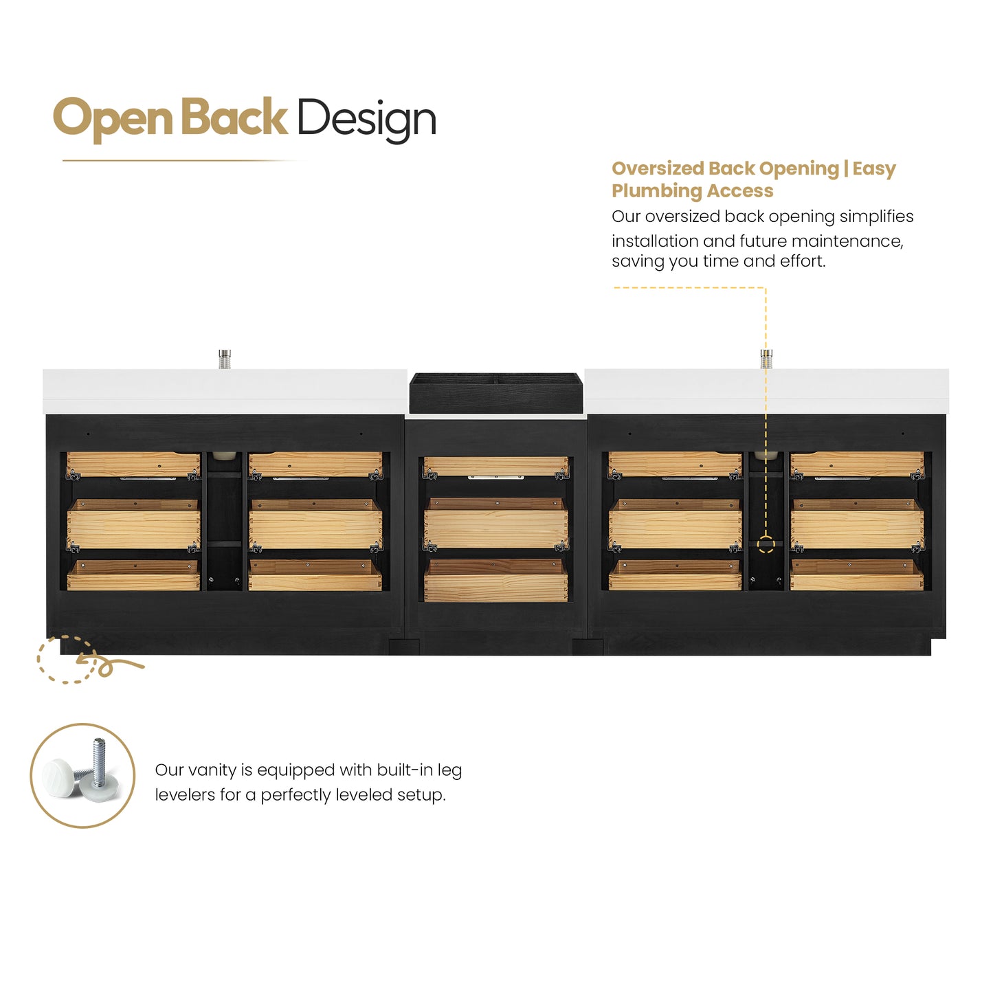 Santarem 120" Combined Double Bath Vanity in Oak Weathered Black