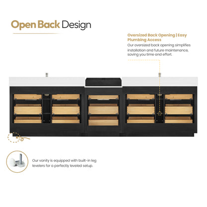 Santarem 120" Combined Double Bath Vanity in Oak Weathered Black