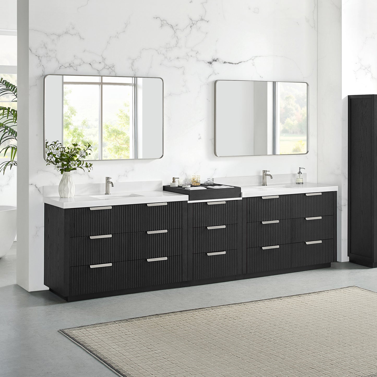 Santarem 120" Combined Double Bath Vanity in Oak Weathered Black