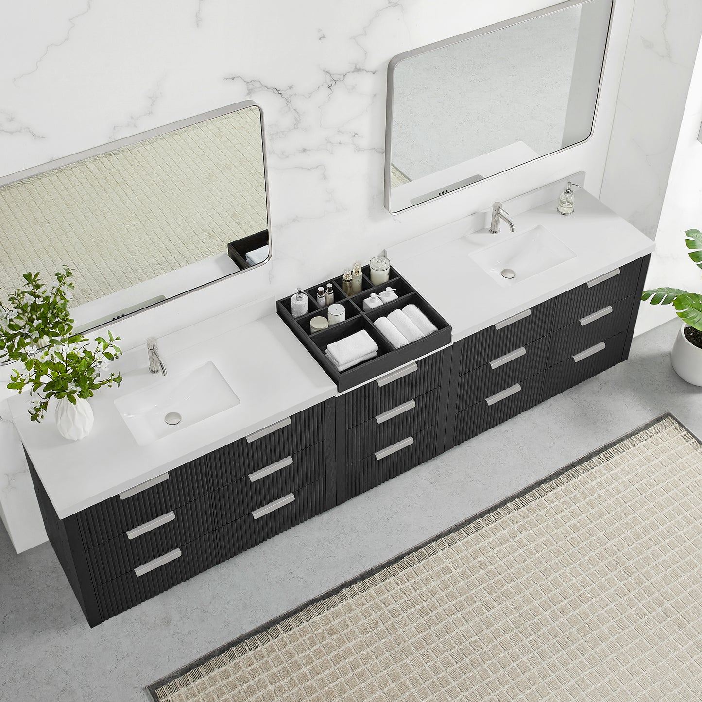 Santarem 120" Combined Double Bath Vanity in Oak Weathered Black