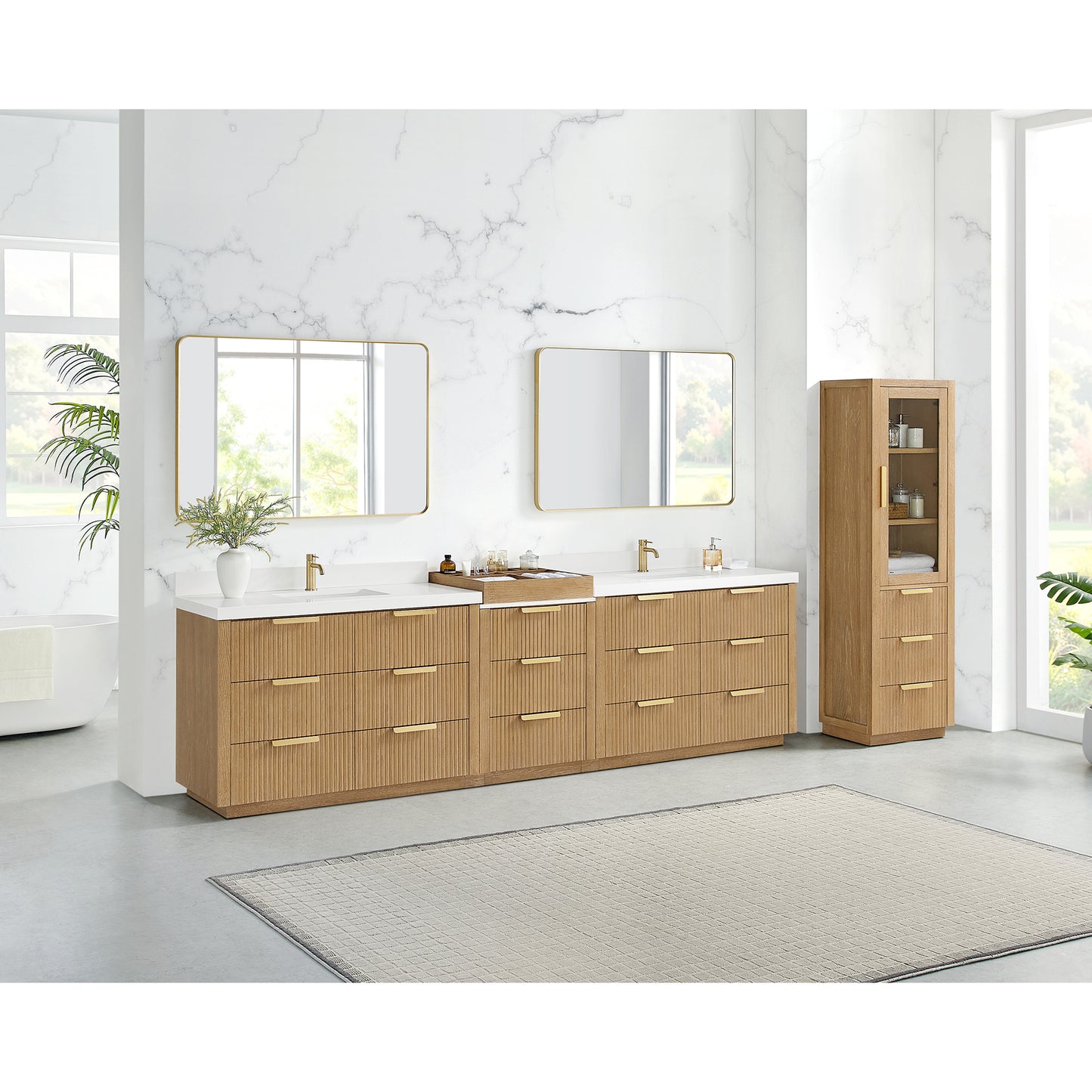Santarem 120" Combined Double Bath Vanity in Washed Ash Grey