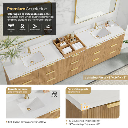 Santarem 120" Combined Double Bath Vanity in Washed Ash Grey
