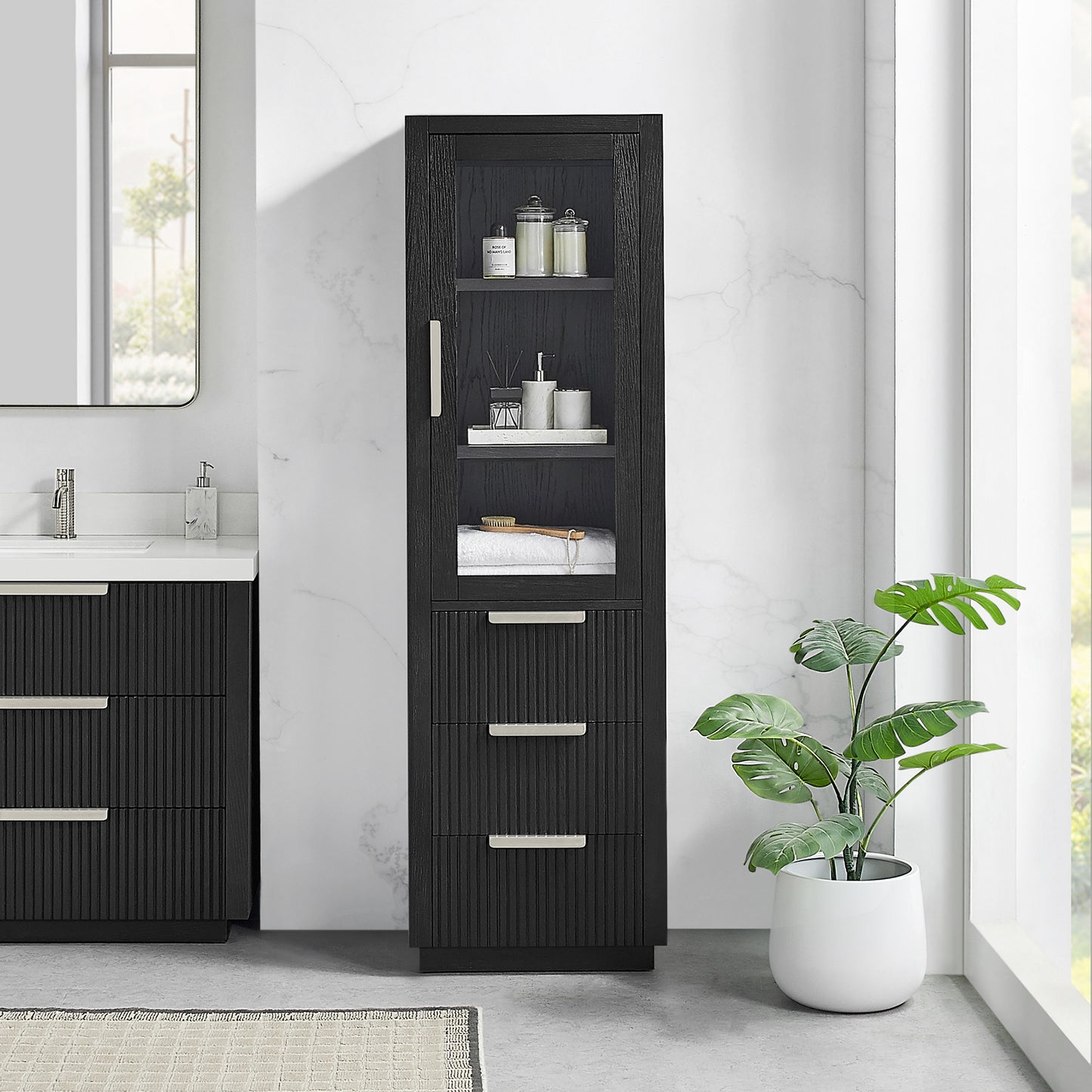 Santarem 22" Oak Weathered Black Storage Cabinet