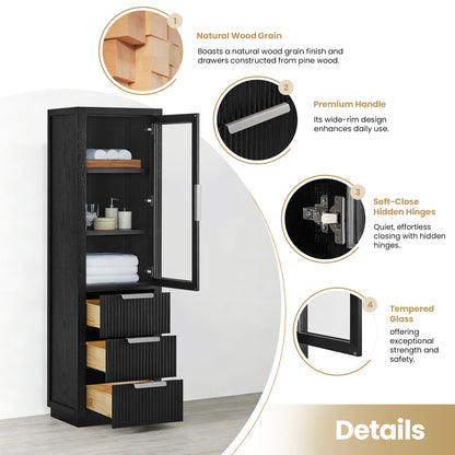 Santarem 22" Oak Weathered Black Storage Cabinet