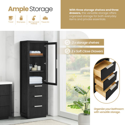 Santarem 22" Oak Weathered Black Storage Cabinet