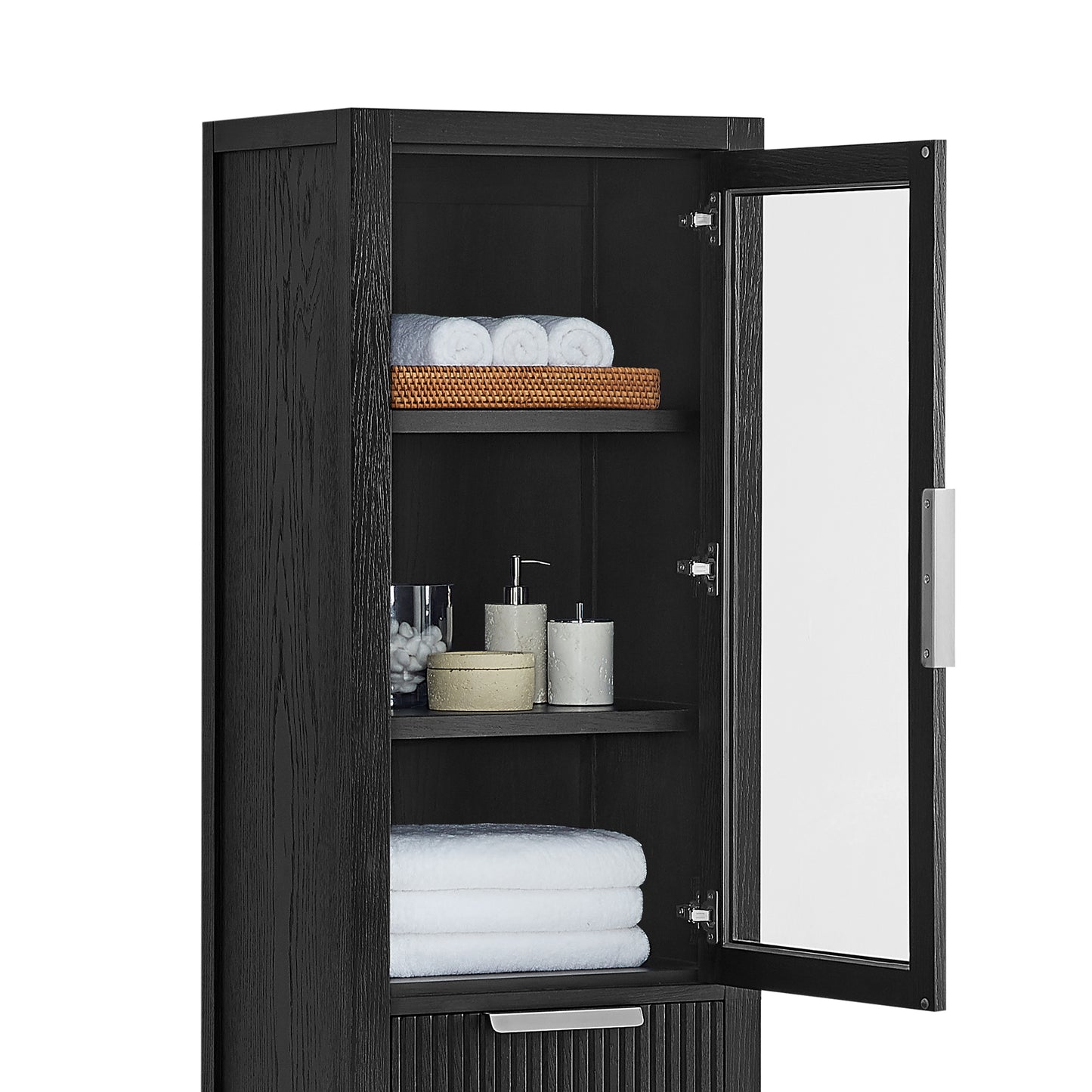 Santarem 22" Oak Weathered Black Storage Cabinet