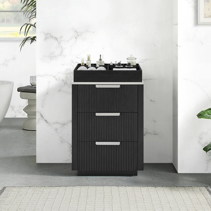 Santarem 24" Oak Weathered Black Partitioned Storage Cabinet