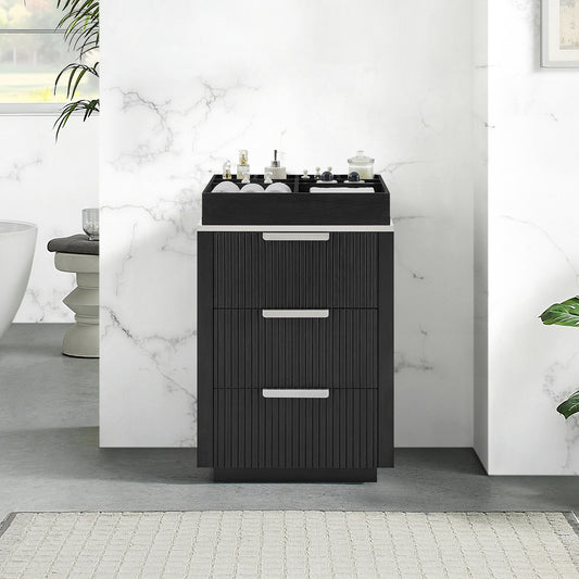 Santarem 24" Oak Weathered Black Partitioned Storage Cabinet