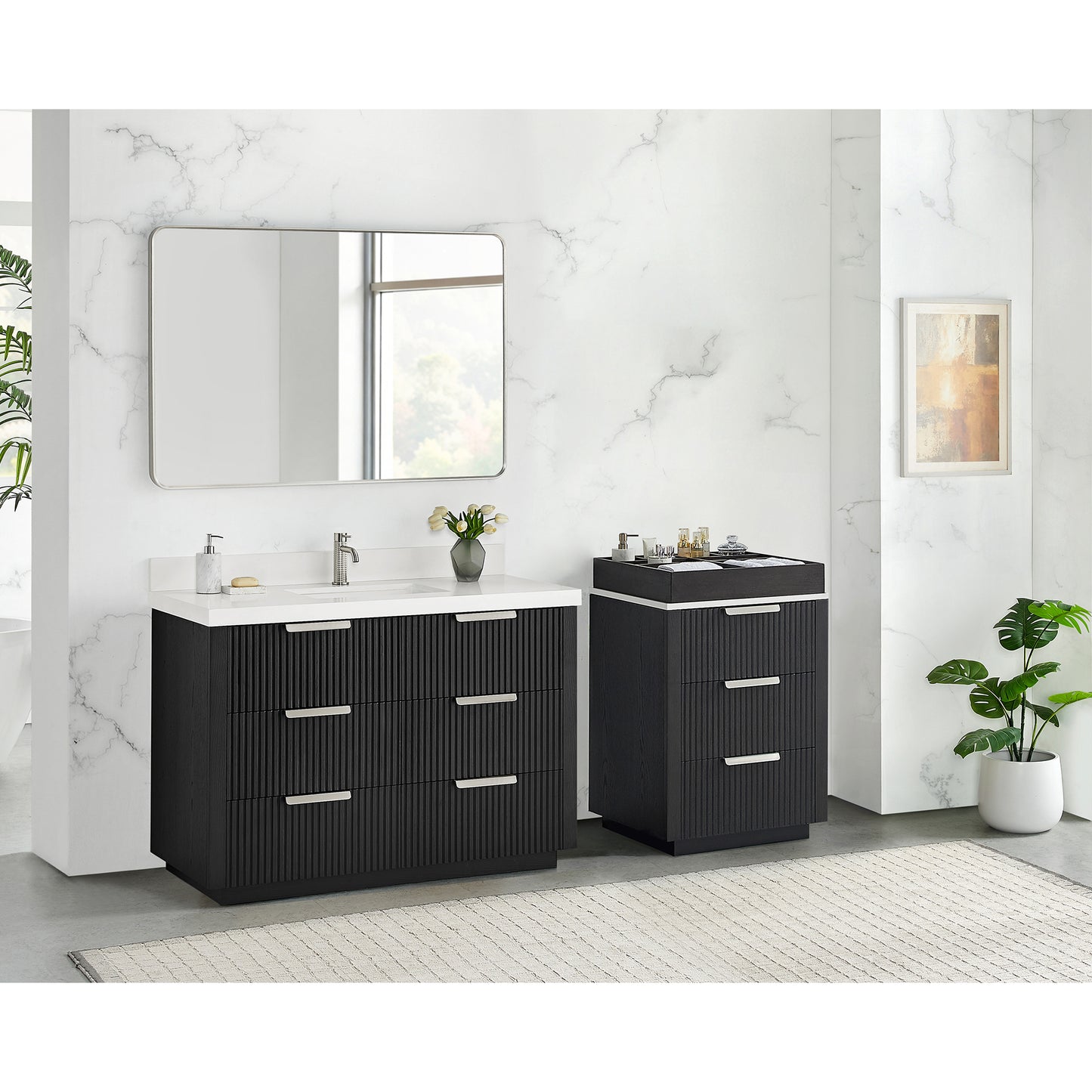 Santarem 24" Oak Weathered Black Partitioned Storage Cabinet
