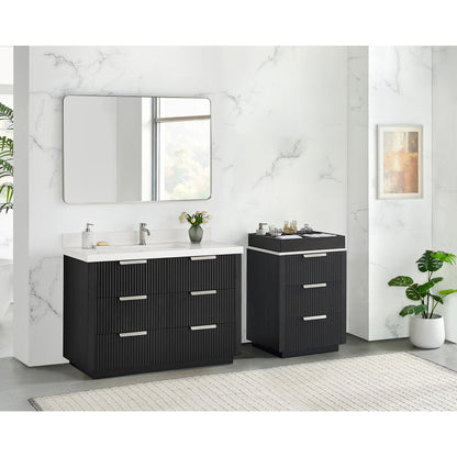 Santarem 24" Oak Weathered Black Partitioned Storage Cabinet