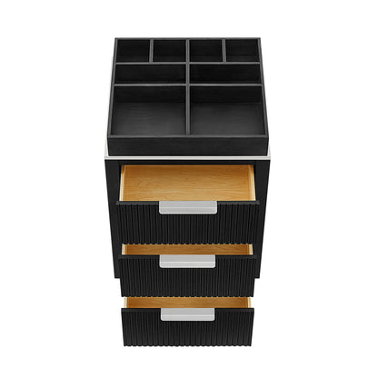 Santarem 24" Oak Weathered Black Partitioned Storage Cabinet