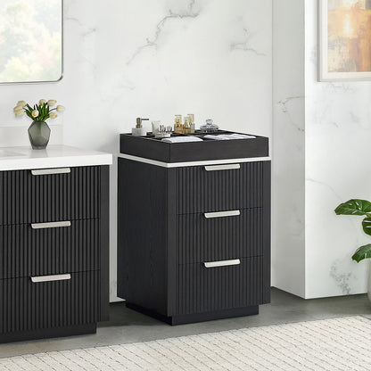 Santarem 24" Oak Weathered Black Partitioned Storage Cabinet