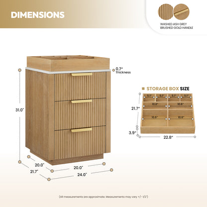 Santarem 24" Washed Ash Grey Partitioned Storage Cabinet