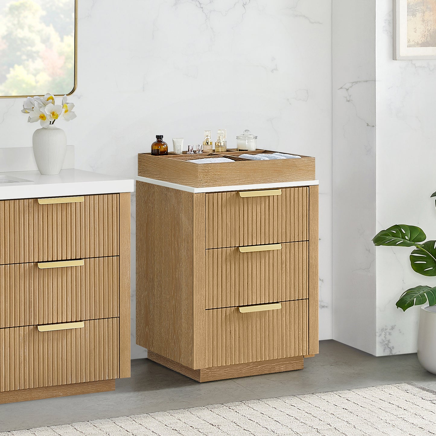 Santarem 24" Washed Ash Grey Partitioned Storage Cabinet