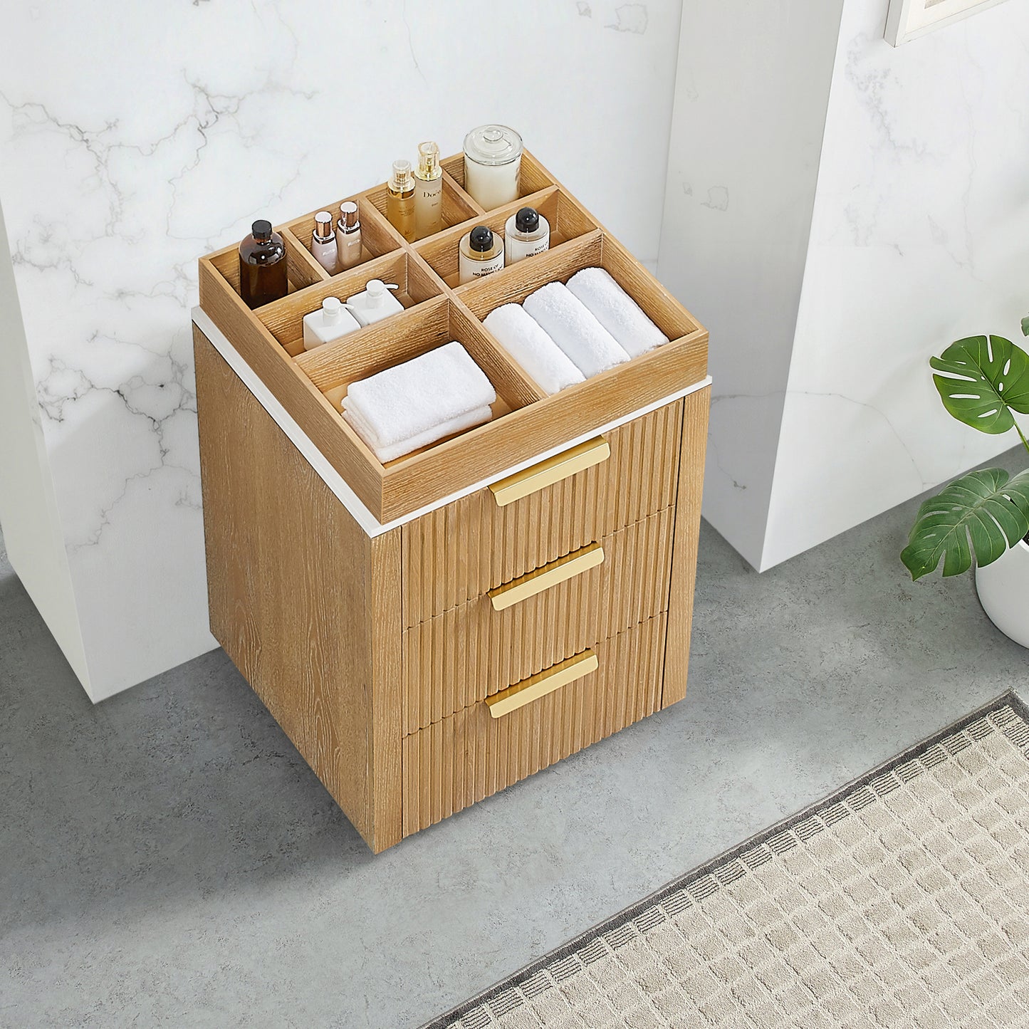 Santarem 24" Washed Ash Grey Partitioned Storage Cabinet