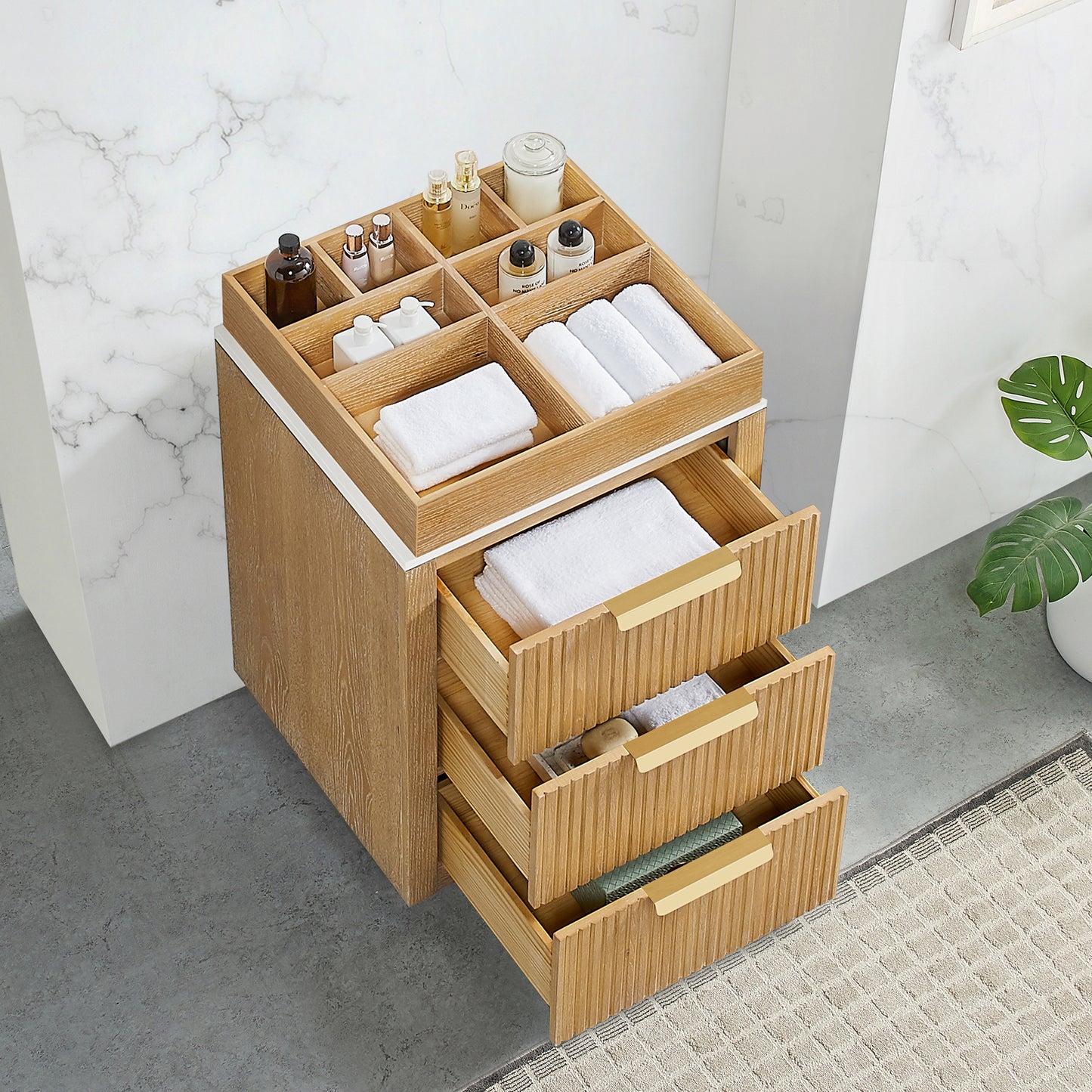 Santarem 24" Washed Ash Grey Partitioned Storage Cabinet
