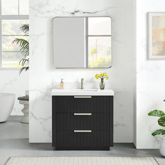 Santarem 36" Single Bath Vanity in Oak Weathered Black