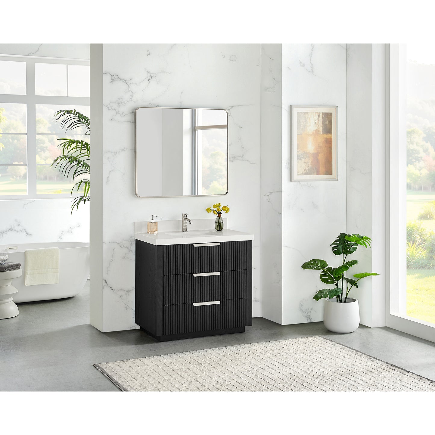 Santarem 36" Single Bath Vanity in Oak Weathered Black