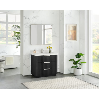 Santarem 36" Single Bath Vanity in Oak Weathered Black