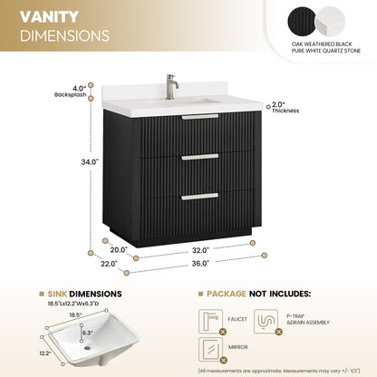 Santarem 36" Single Bath Vanity in Oak Weathered Black