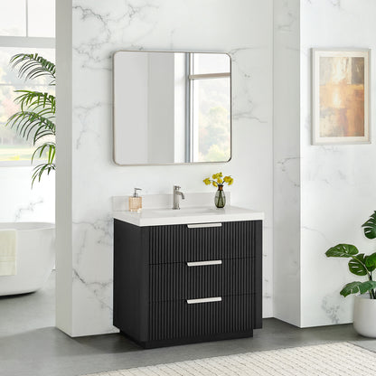Santarem 36" Single Bath Vanity in Oak Weathered Black