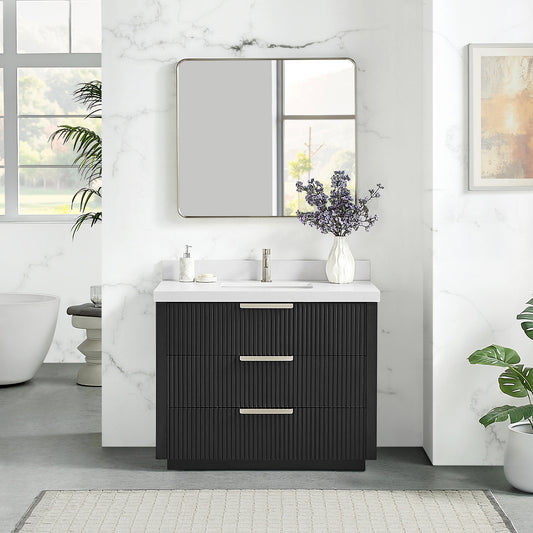 Santarem 42" Single Bath Vanity in Oak Weathered Black