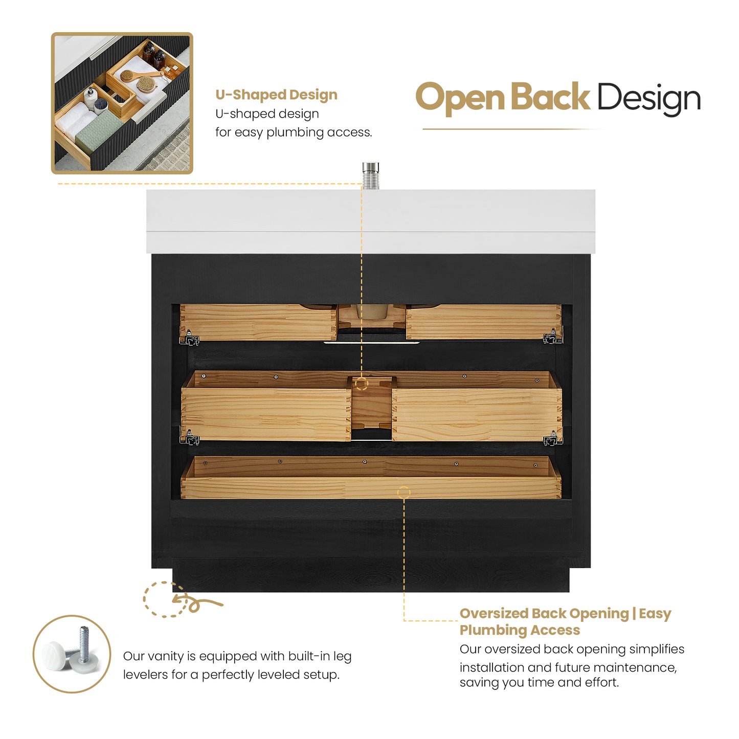 Santarem 42" Single Bath Vanity in Oak Weathered Black