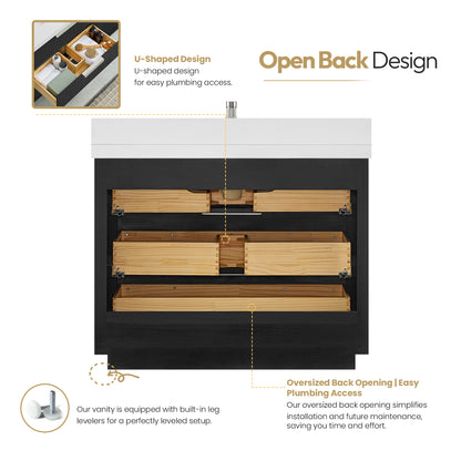 Santarem 42" Single Bath Vanity in Oak Weathered Black