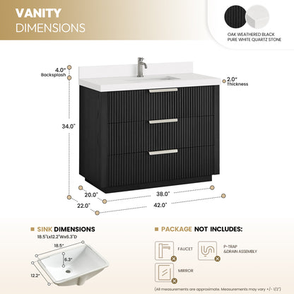 Santarem 42" Single Bath Vanity in Oak Weathered Black