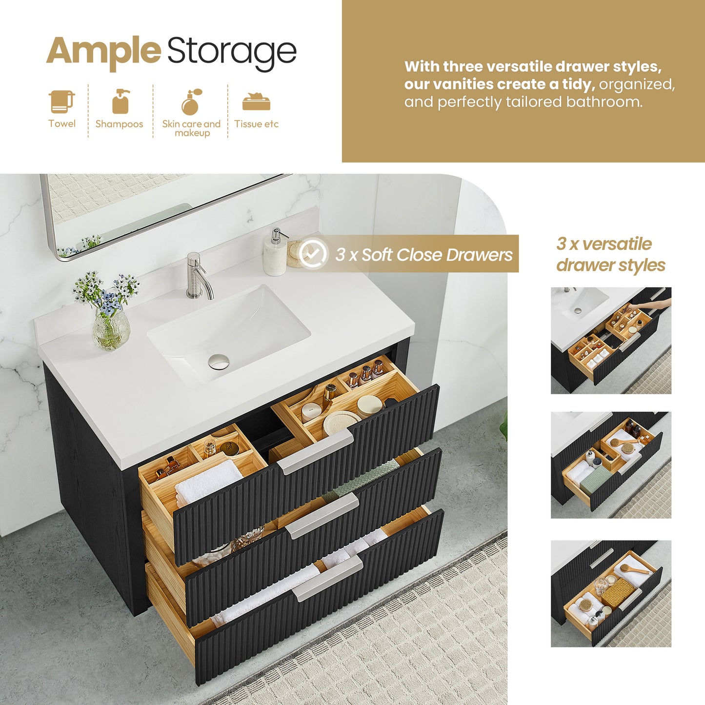 Santarem 42" Single Bath Vanity in Oak Weathered Black