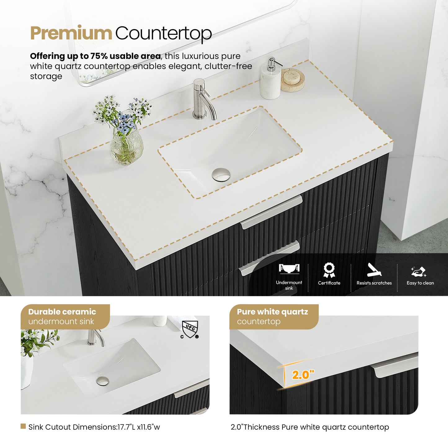 Santarem 42" Single Bath Vanity in Oak Weathered Black