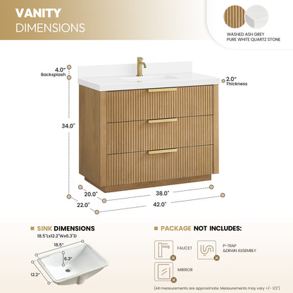 Santarem 42" Single Bath Vanity in Washed Ash Grey