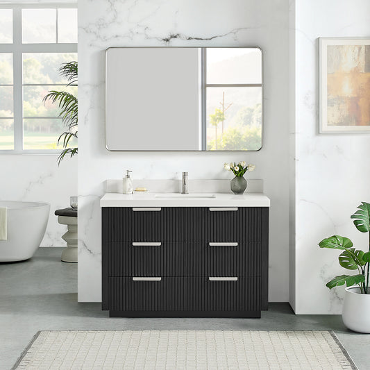 Santarem 48" Single Bath Vanity in Oak Weathered Black