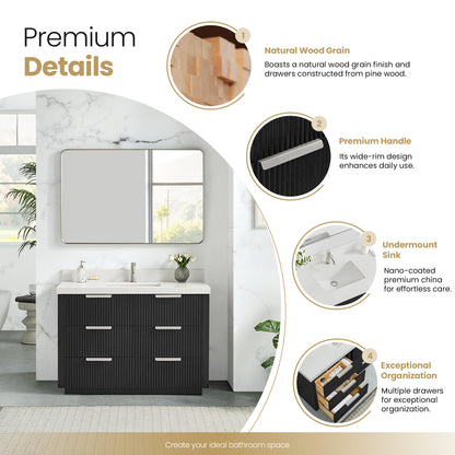 Santarem 48" Single Bath Vanity in Oak Weathered Black
