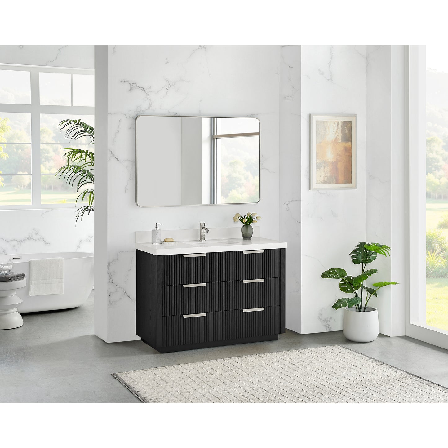 Santarem 48" Single Bath Vanity in Oak Weathered Black