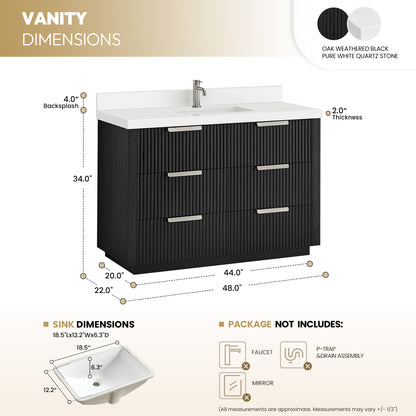 Santarem 48" Single Bath Vanity in Oak Weathered Black