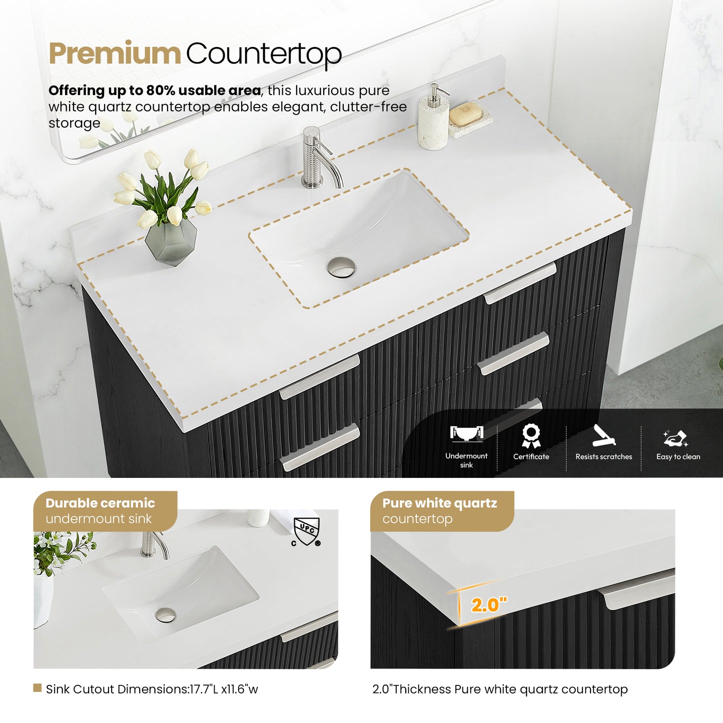 Santarem 48" Single Bath Vanity in Oak Weathered Black