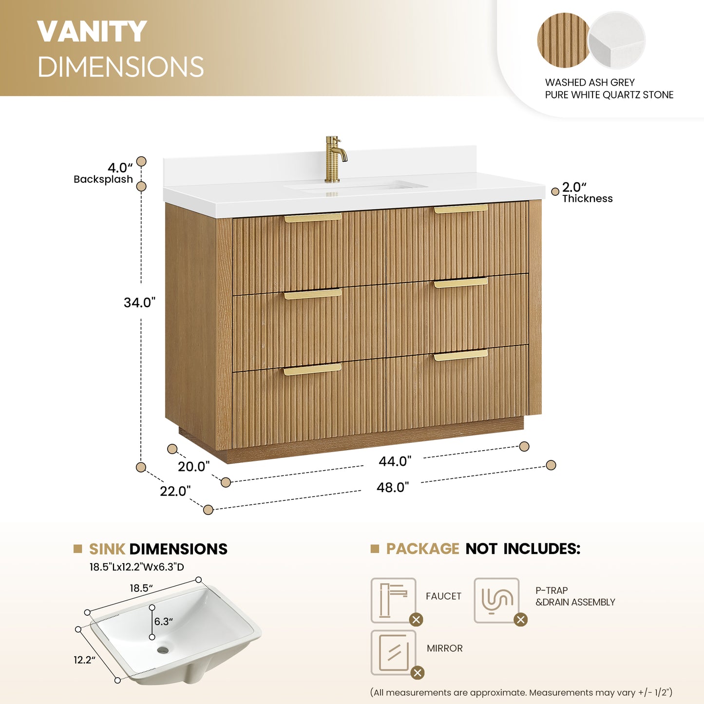 Santarem 48" Single Bath Vanity in Washed Ash Grey