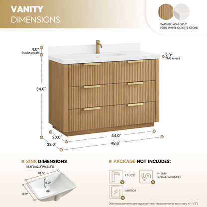 Santarem 48" Single Bath Vanity in Washed Ash Grey