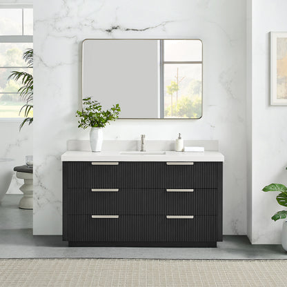 Santarem 60" Single Bath Vanity in Oak Weathered Black