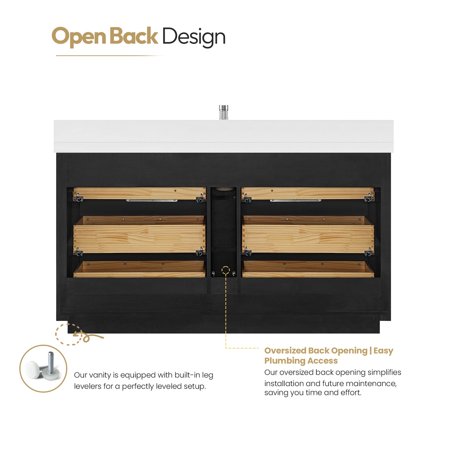 Santarem 60" Single Bath Vanity in Oak Weathered Black