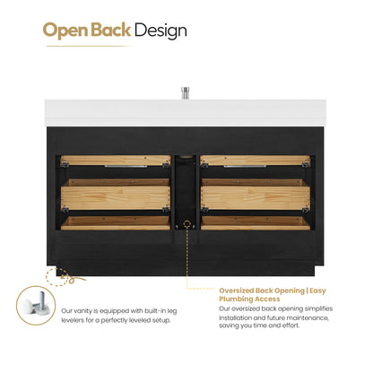 Santarem 60" Single Bath Vanity in Oak Weathered Black
