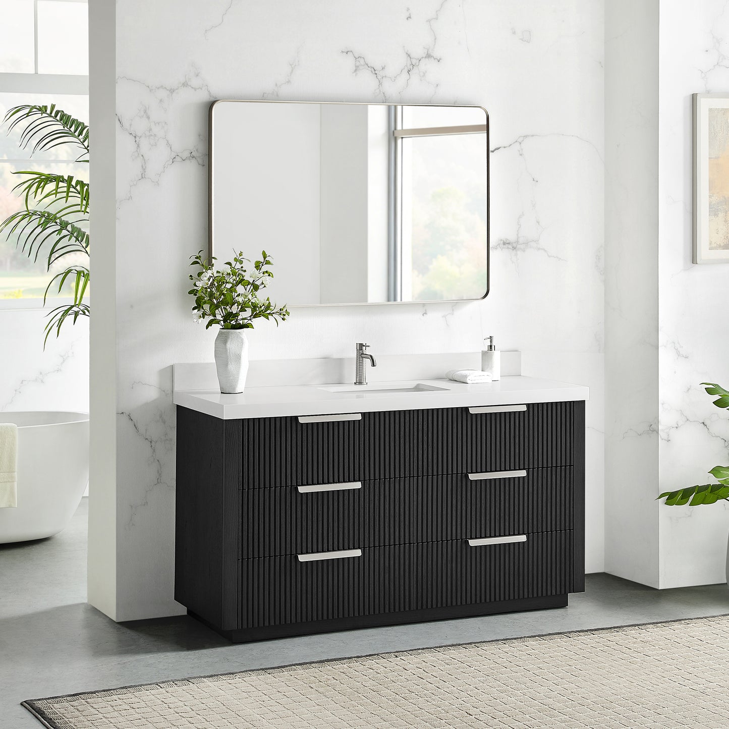 Santarem 60" Single Bath Vanity in Oak Weathered Black