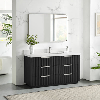 Santarem 60" Single Bath Vanity in Oak Weathered Black