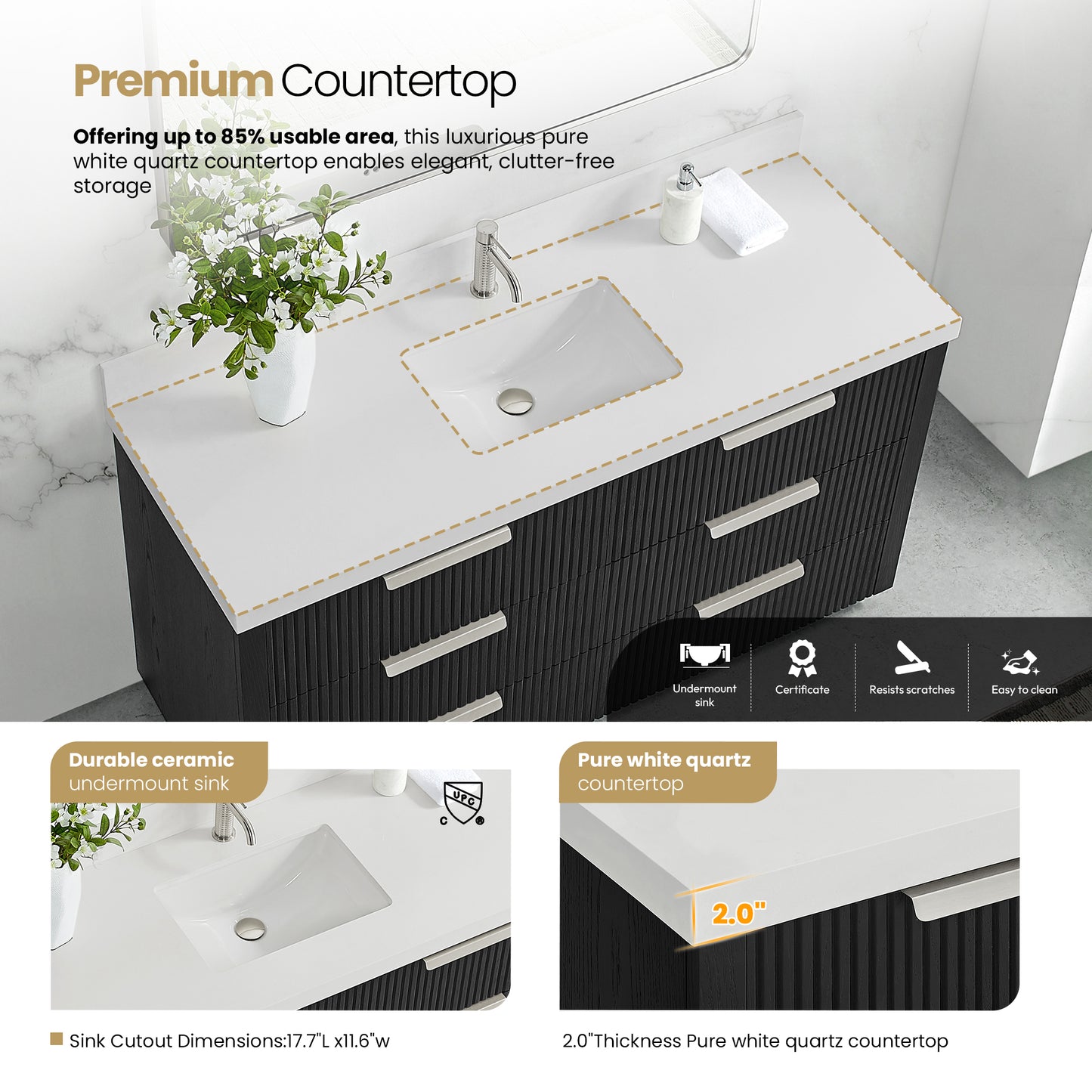 Santarem 60" Single Bath Vanity in Oak Weathered Black