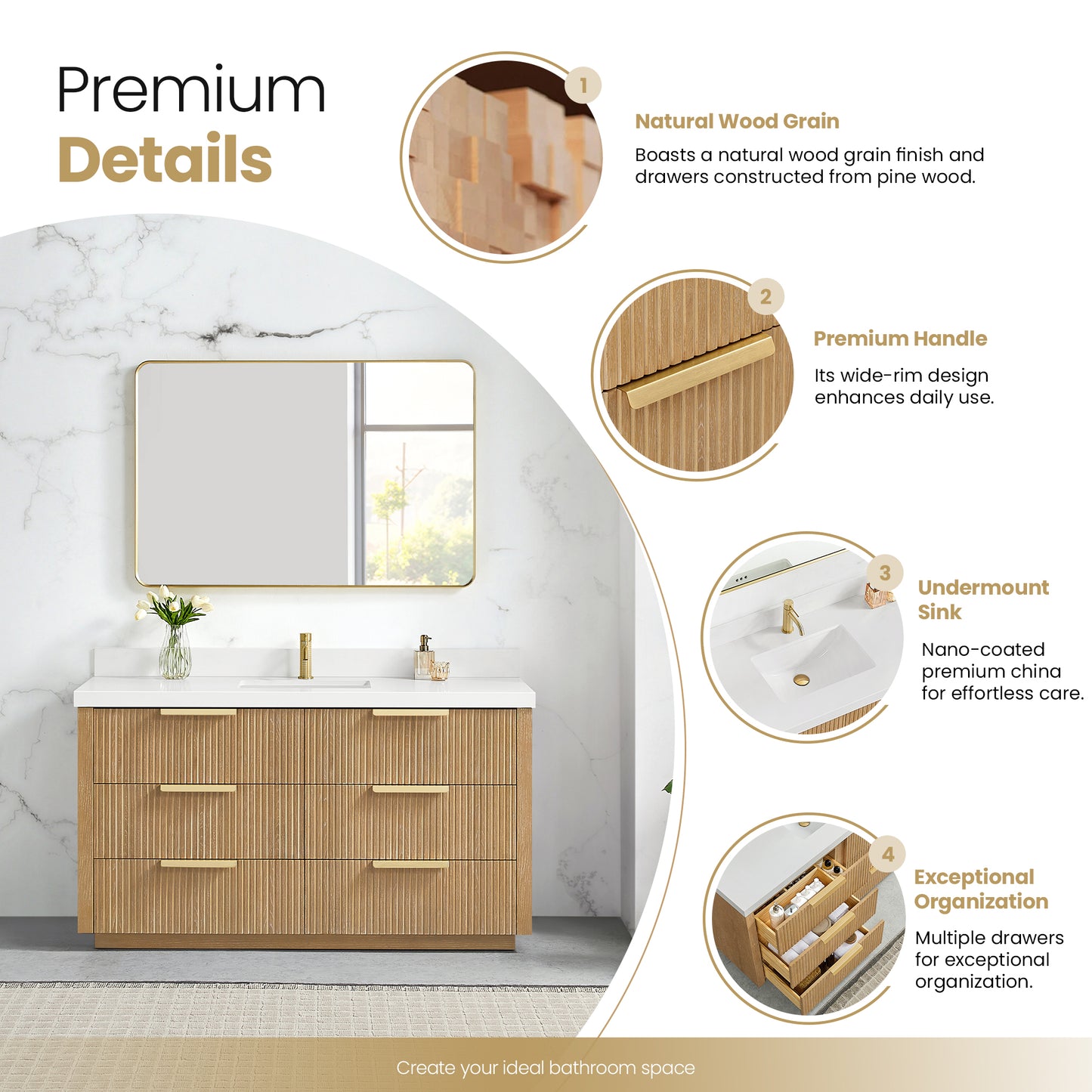 Santarem 60" Single Bath Vanity in Washed Ash Grey