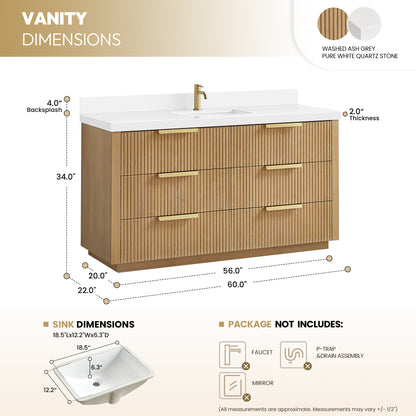 Santarem 60" Single Bath Vanity in Washed Ash Grey