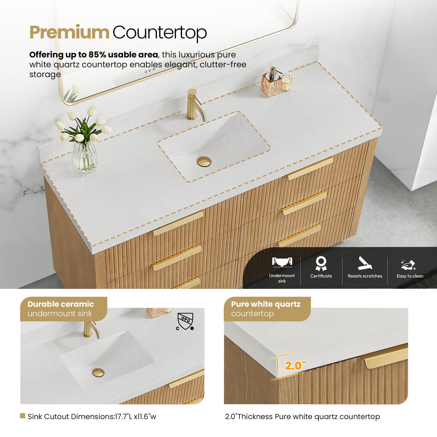 Santarem 60" Single Bath Vanity in Washed Ash Grey