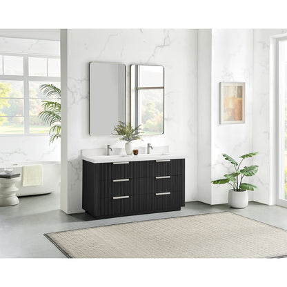 Santarem 60M" Double Bath Vanity in Oak Weathered Black